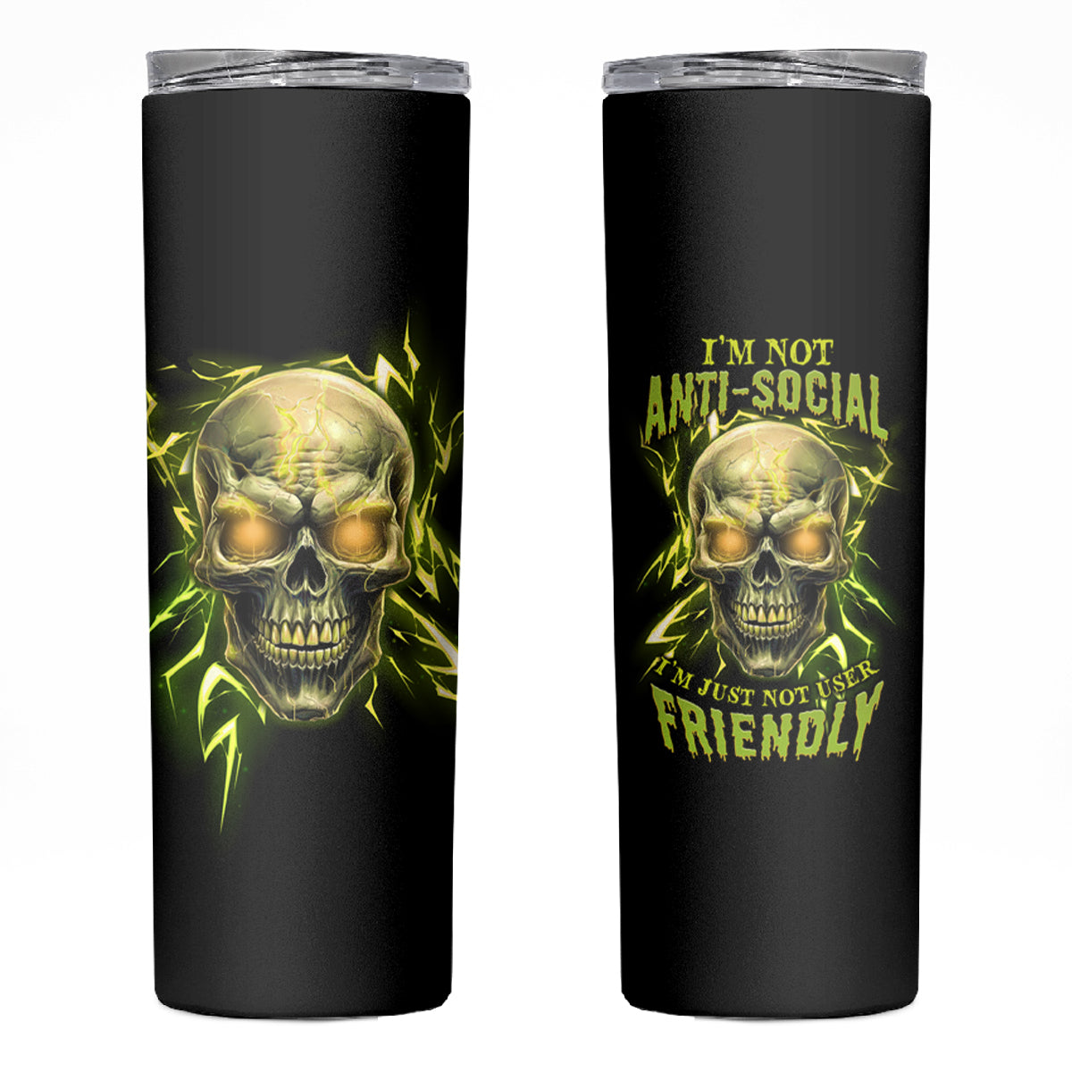 I'm Not Anti-social Mad Skull Skinny Tumbler