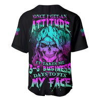 Black reaper baseball jersey with multicolor back skull and graffiti text