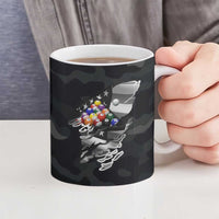 Custom American Flag Billiards Ceramic Mug with 8-Ball Wings and Camo Background - Wonder Print Shop