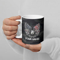 Custom American Flag Billiards Ceramic Mug with 8-Ball Wings and Camo Background - Wonder Print Shop