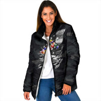 Custom American Flag Billiards Padded Jacket with 8-Ball Wings and Camo Background - Wonder Print Shop