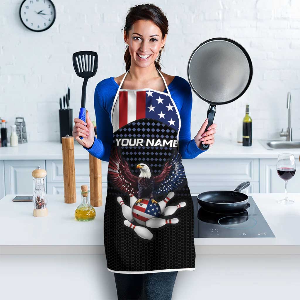 Custom Patriotic Bowling Apron with Bald Eagle, American Flag Bowling Ball - Wonder Print Shop
