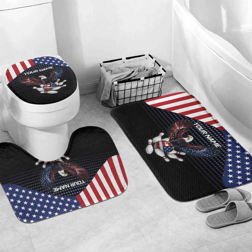 Custom Patriotic Bowling Bathroom Set with Bald Eagle, American Flag Bowling Ball - Wonder Print Shop