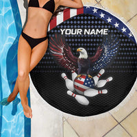 Custom Patriotic Bowling Beach Blanket with Bald Eagle, American Flag Bowling Ball - Wonder Print Shop