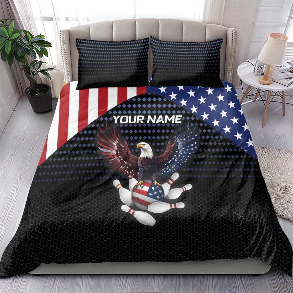 Custom Patriotic Bowling Bedding Set with Bald Eagle, American Flag Bowling Ball - Wonder Print Shop