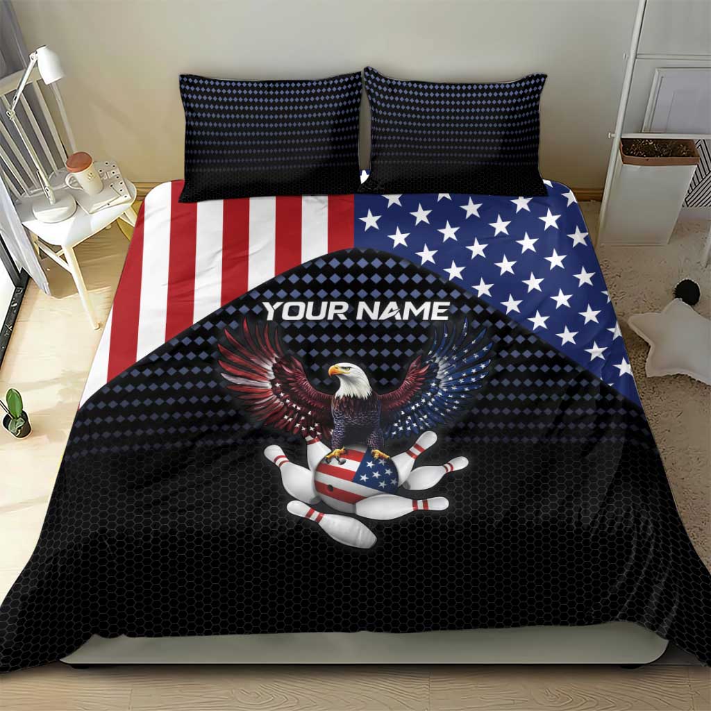 Custom Patriotic Bowling Bedding Set with Bald Eagle, American Flag Bowling Ball - Wonder Print Shop