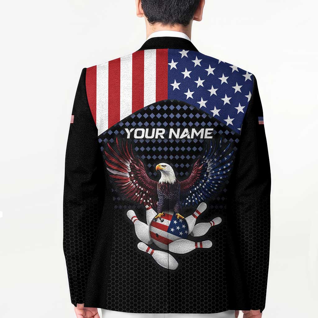 Custom Patriotic Bowling Blazer with Bald Eagle, American Flag Bowling Ball - Wonder Print Shop