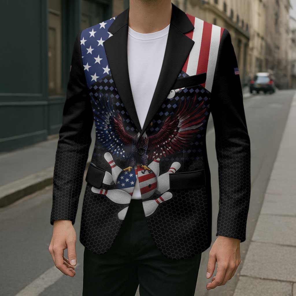 Custom Patriotic Bowling Blazer with Bald Eagle, American Flag Bowling Ball - Wonder Print Shop