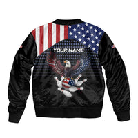 Custom Patriotic Bowling Bomber Jacket with Bald Eagle, American Flag Bowling Ball - Wonder Print Shop