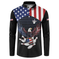 Custom Patriotic Bowling Button Sweatshirt with Bald Eagle, American Flag Bowling Ball - Wonder Print Shop