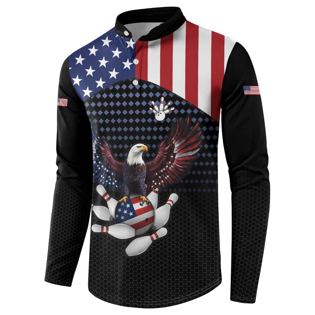 Custom Patriotic Bowling Button Sweatshirt with Bald Eagle, American Flag Bowling Ball - Wonder Print Shop