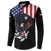 Custom Patriotic Bowling Button Sweatshirt with Bald Eagle, American Flag Bowling Ball - Wonder Print Shop