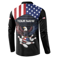 Custom Patriotic Bowling Button Sweatshirt with Bald Eagle, American Flag Bowling Ball - Wonder Print Shop