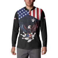 Custom Patriotic Bowling Button Sweatshirt with Bald Eagle, American Flag Bowling Ball - Wonder Print Shop