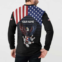 Custom Patriotic Bowling Button Sweatshirt with Bald Eagle, American Flag Bowling Ball - Wonder Print Shop