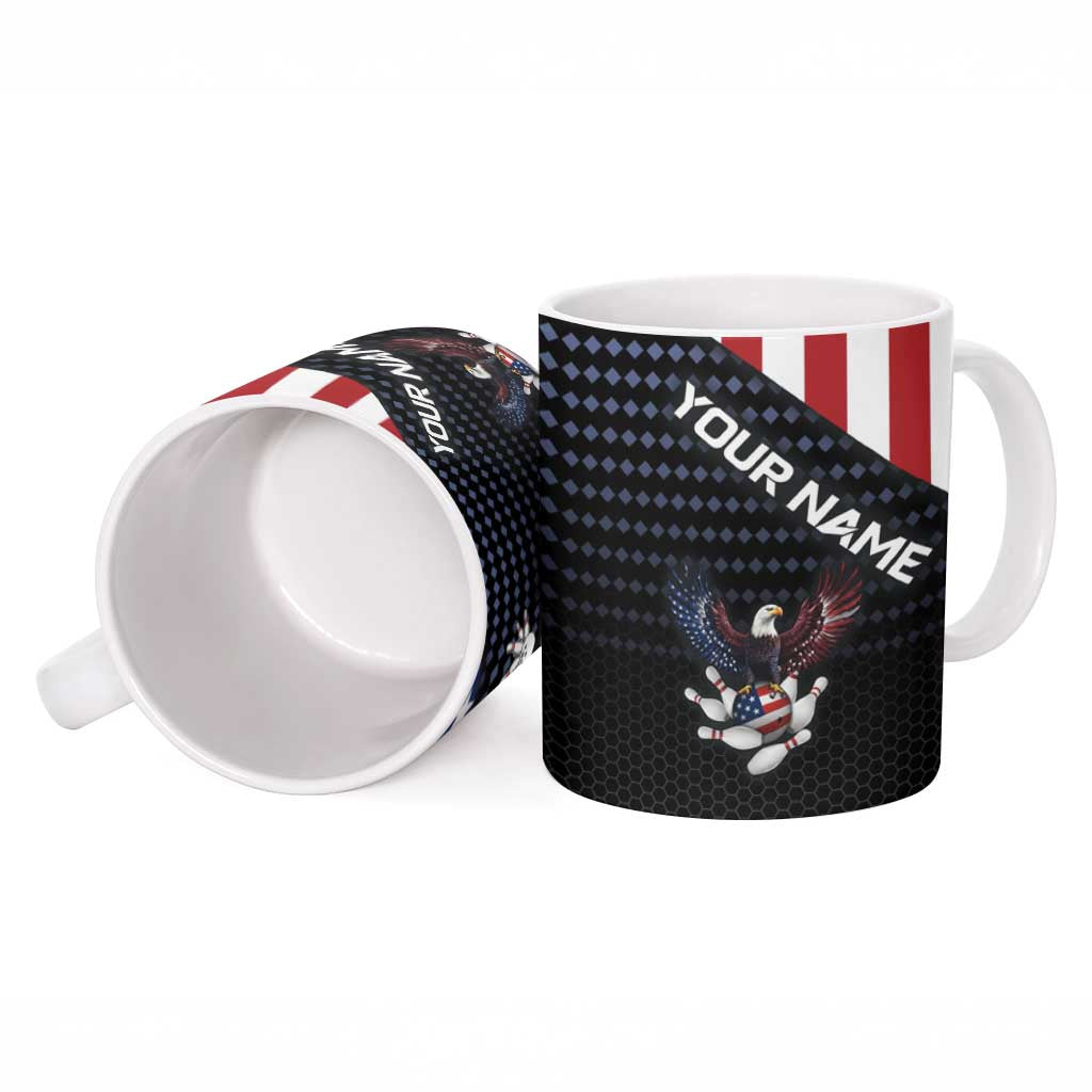 Custom Patriotic Bowling Ceramic Mug with Bald Eagle, American Flag Bowling Ball - Wonder Print Shop