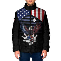 Custom Patriotic Bowling Padded Jacket with Bald Eagle, American Flag Bowling Ball - Wonder Print Shop