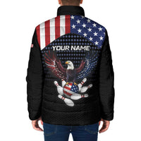 Custom Patriotic Bowling Padded Jacket with Bald Eagle, American Flag Bowling Ball - Wonder Print Shop