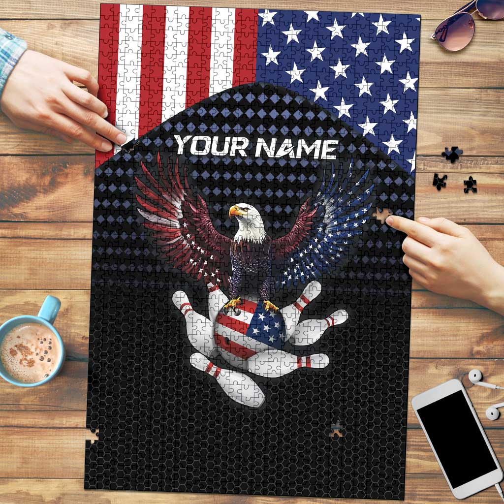 Custom Patriotic Bowling Puzzle with Bald Eagle, American Flag Bowling Ball - Wonder Print Shop
