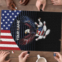 Custom Patriotic Bowling Puzzle with Bald Eagle, American Flag Bowling Ball - Wonder Print Shop