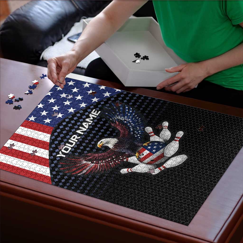 Custom Patriotic Bowling Puzzle with Bald Eagle, American Flag Bowling Ball - Wonder Print Shop