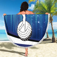 Custom Galaxy Golf Beach Blanket with Golfer Silhouette, Golf Ball Design - Wonder Print Shop
