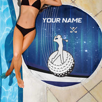 Custom Galaxy Golf Beach Blanket with Golfer Silhouette, Golf Ball Design - Wonder Print Shop