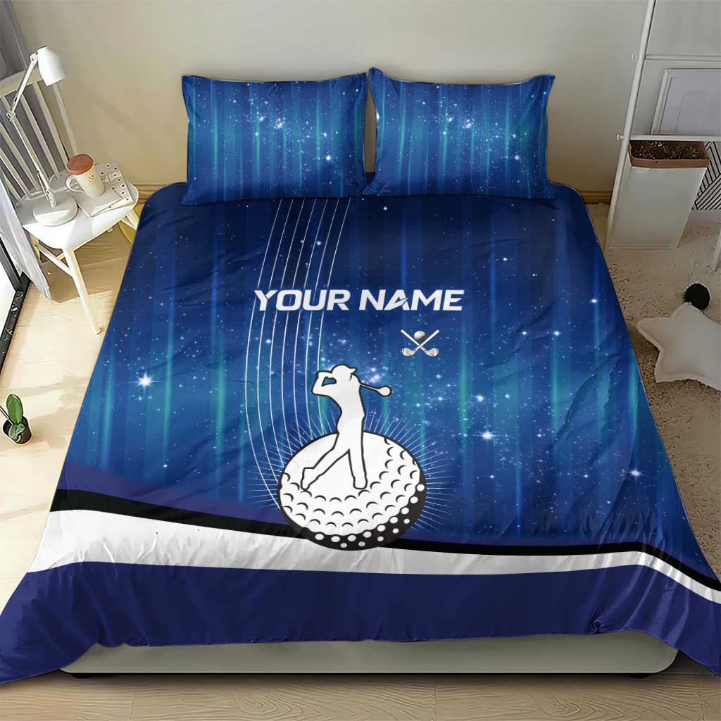 Custom Galaxy Golf Bedding Set with Golfer Silhouette, Golf Ball Design - Wonder Print Shop