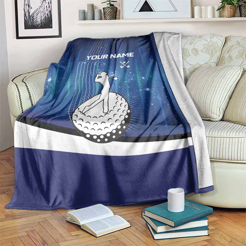 Custom Galaxy Golf Blanket with Golfer Silhouette, Golf Ball Design - Wonder Print Shop
