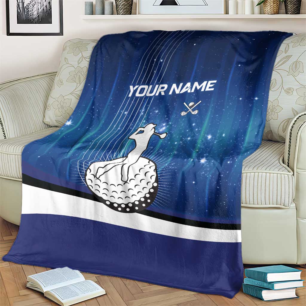 Custom Galaxy Golf Blanket with Golfer Silhouette, Golf Ball Design - Wonder Print Shop