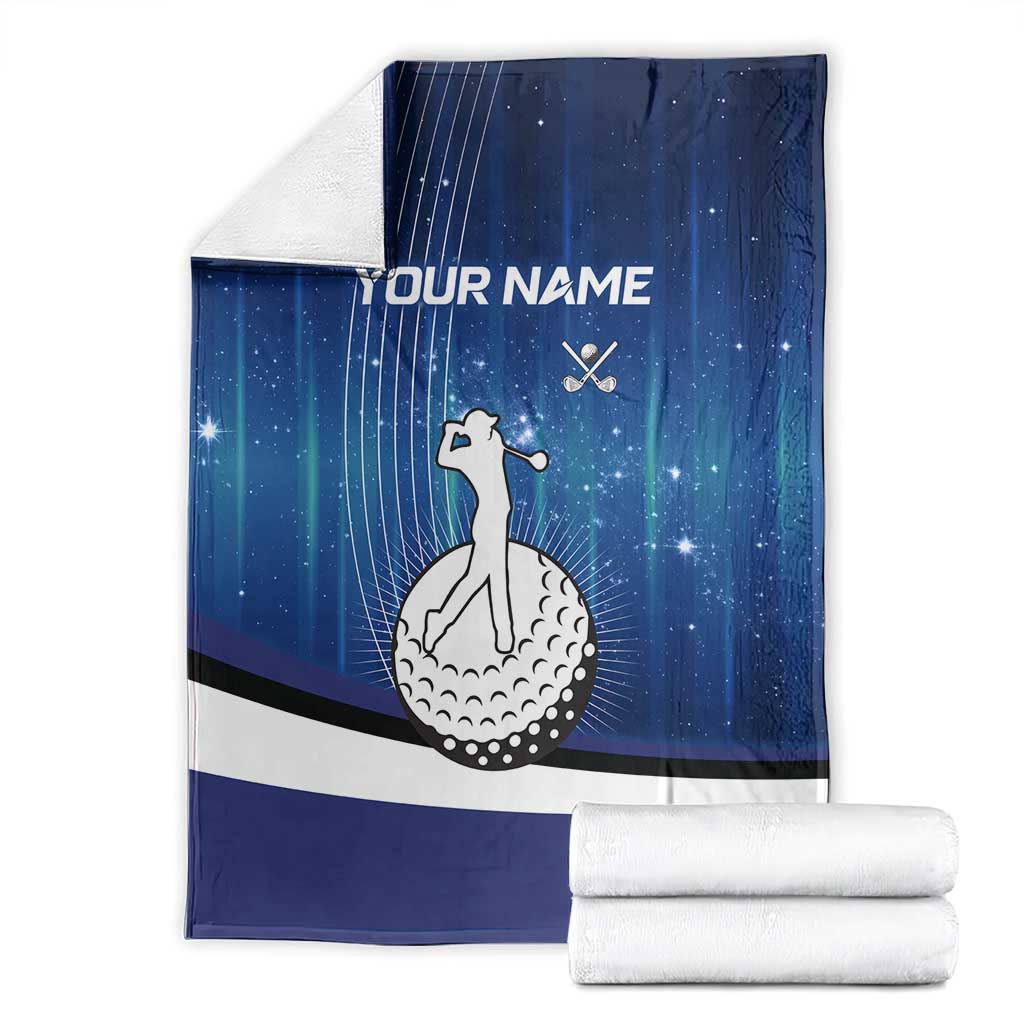 Custom Galaxy Golf Blanket with Golfer Silhouette, Golf Ball Design - Wonder Print Shop