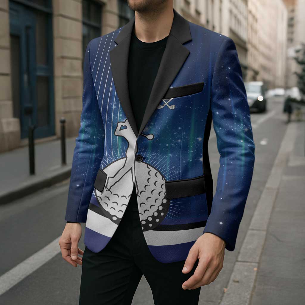 Custom Galaxy Golf Blazer with Golfer Silhouette, Golf Ball Design - Wonder Print Shop