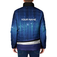 Custom Galaxy Golf Padded Jacket with Golfer Silhouette, Golf Ball Design - Wonder Print Shop