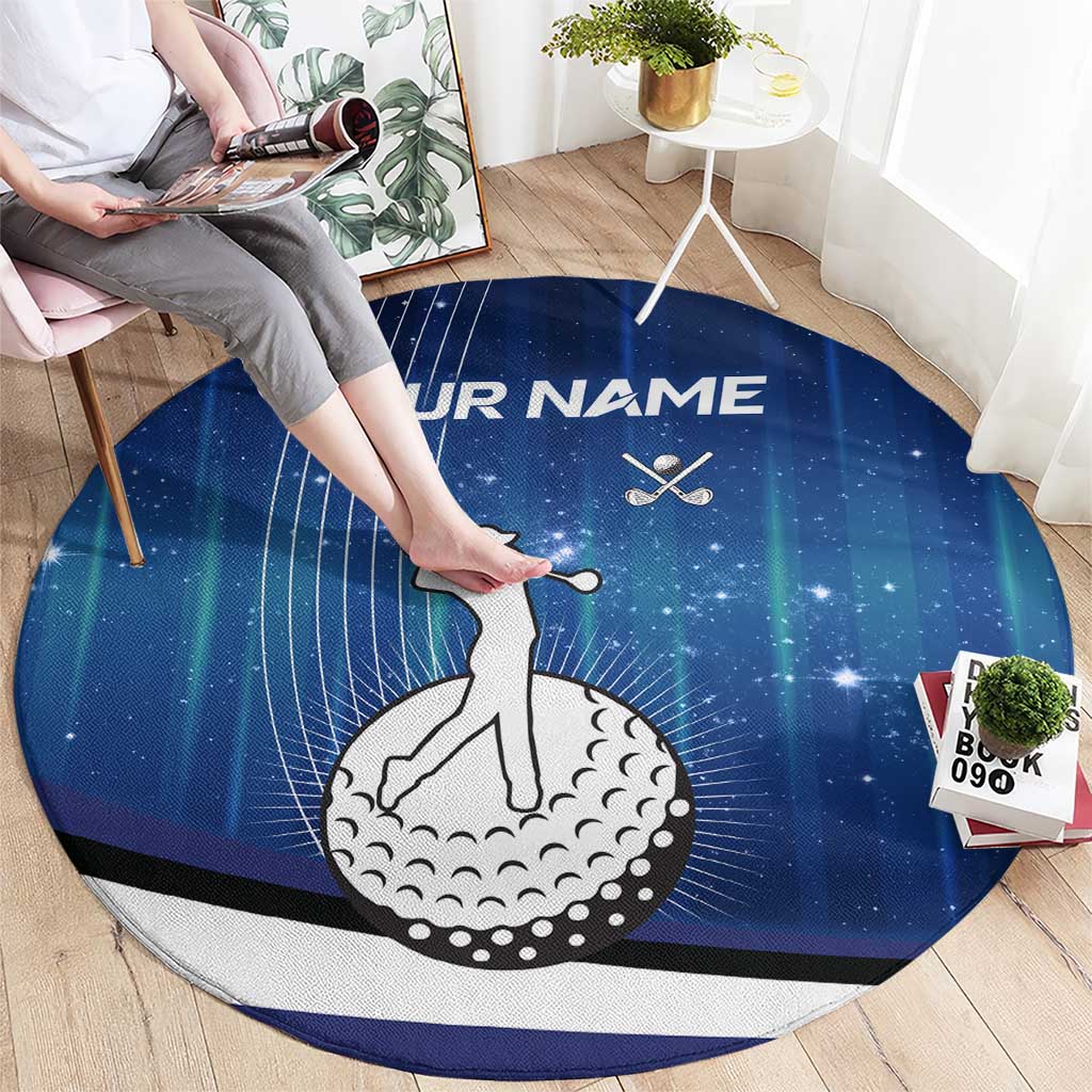 Custom Galaxy Golf Round Carpet with Golfer Silhouette, Golf Ball Design - Wonder Print Shop