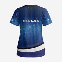 Custom Galaxy Golf Scrub Top with Golfer Silhouette, Golf Ball Design - Wonder Print Shop