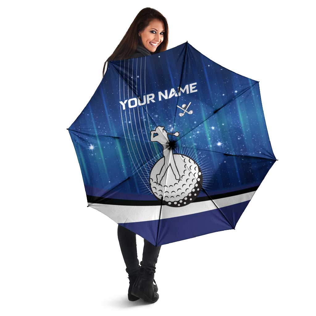 Custom Galaxy Golf Umbrella with Golfer Silhouette, Golf Ball Design - Wonder Print Shop