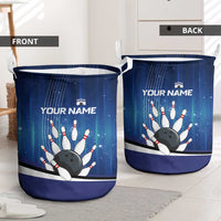 Custom Galaxy Bowling Laundry Basket with Striking Pins and Ball Design - Wonder Print Shop