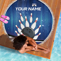Custom Galaxy Bowling Beach Blanket with Striking Pins and Ball Design - Wonder Print Shop