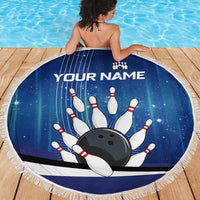 Custom Galaxy Bowling Beach Blanket with Striking Pins and Ball Design - Wonder Print Shop