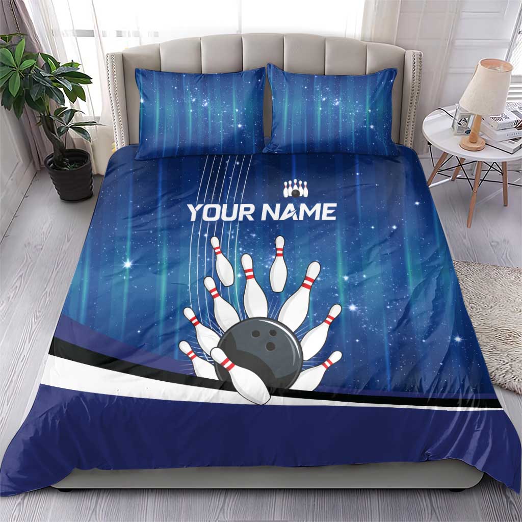 Custom Galaxy Bowling Bedding Set with Striking Pins and Ball Design - Wonder Print Shop