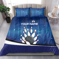 Custom Galaxy Bowling Bedding Set with Striking Pins and Ball Design - Wonder Print Shop