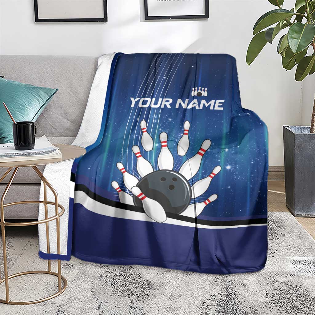 Custom Galaxy Bowling Blanket with Striking Pins and Ball Design - Wonder Print Shop