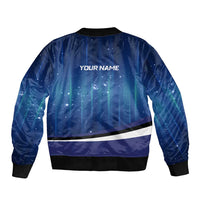Custom Galaxy Bowling Bomber Jacket with Striking Pins and Ball Design - Wonder Print Shop