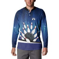 Custom Galaxy Bowling Button Sweatshirt with Striking Pins and Ball Design - Wonder Print Shop