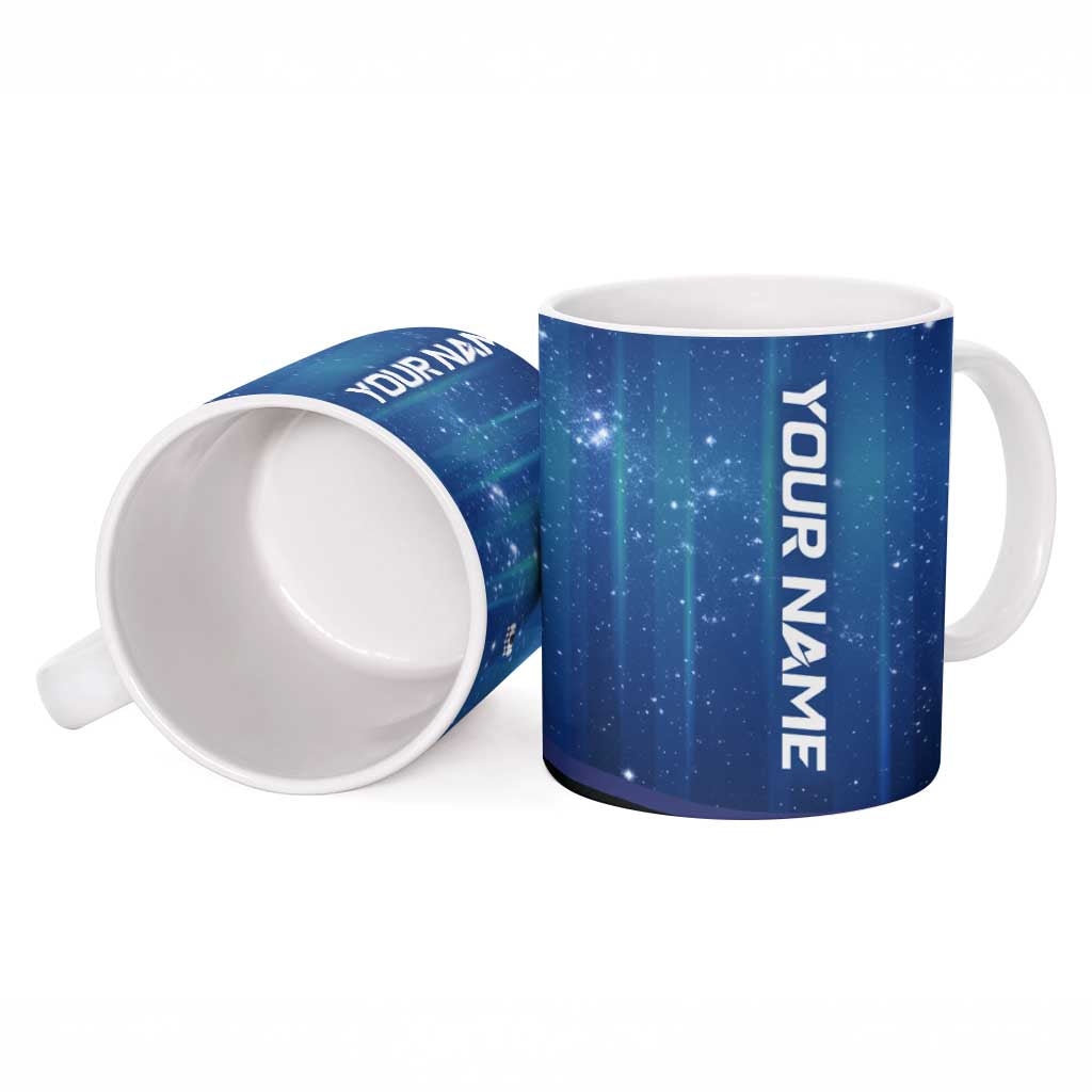 Custom Galaxy Bowling Ceramic Mug with Striking Pins and Ball Design - Wonder Print Shop