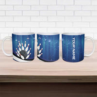 Custom Galaxy Bowling Ceramic Mug with Striking Pins and Ball Design - Wonder Print Shop