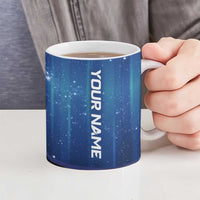 Custom Galaxy Bowling Ceramic Mug with Striking Pins and Ball Design - Wonder Print Shop