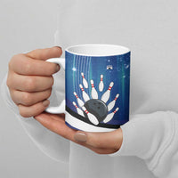 Custom Galaxy Bowling Ceramic Mug with Striking Pins and Ball Design - Wonder Print Shop