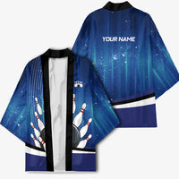 Custom Galaxy Bowling Kimono with Striking Pins and Ball Design - Wonder Print Shop