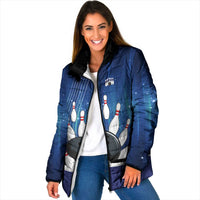 Custom Galaxy Bowling Padded Jacket with Striking Pins and Ball Design - Wonder Print Shop